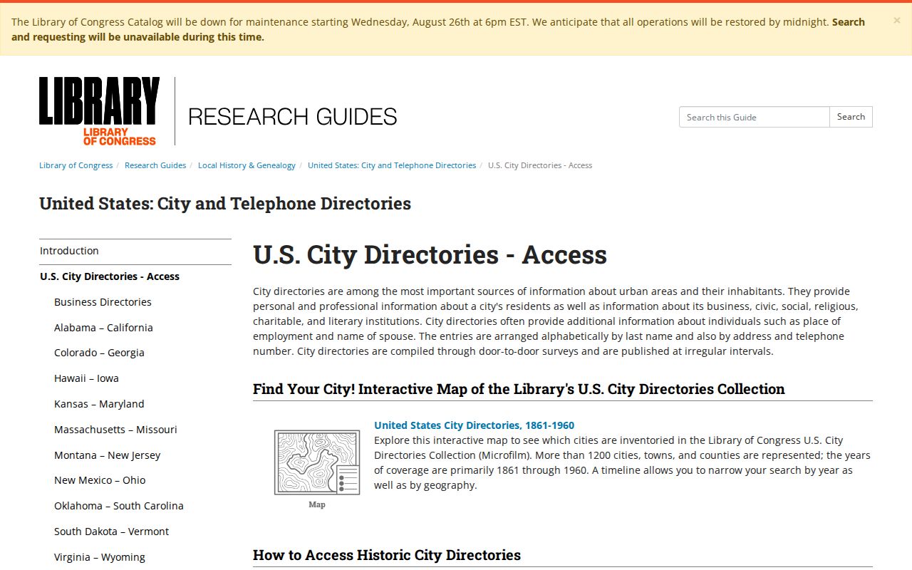 Oakland Park previous residents Library of Congress directory guidance